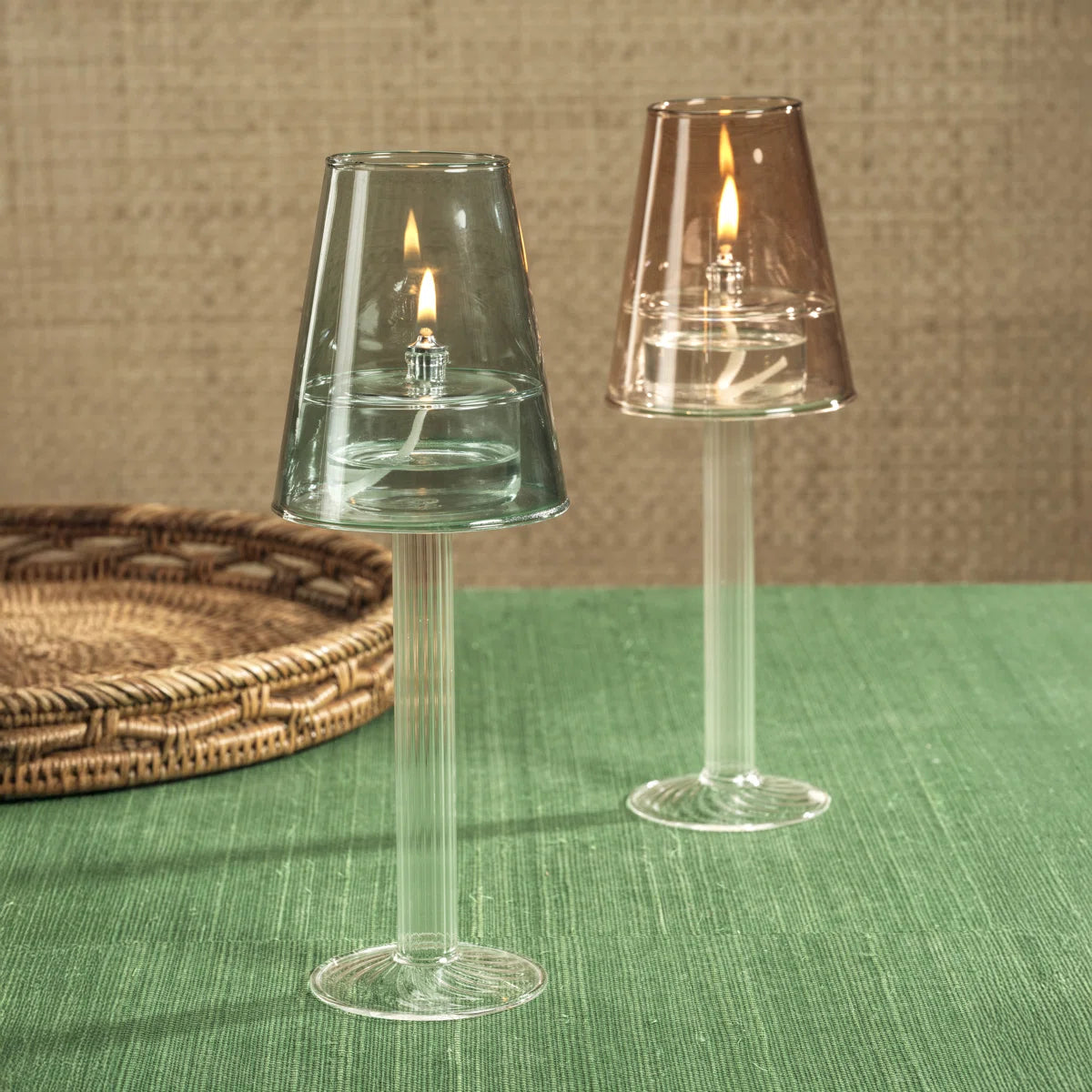 Dauphine Table Lamp Votive Oil Lamp- Blue