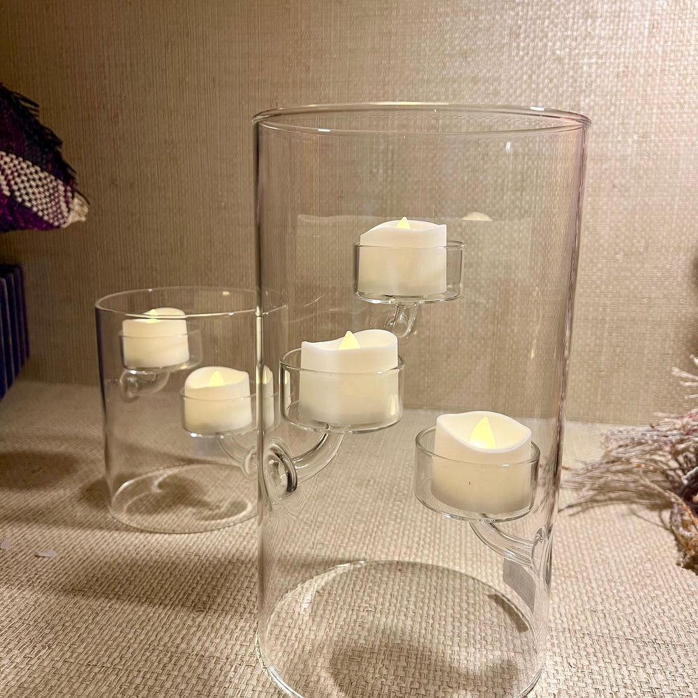 Suspended Glass Tealight Holder/ Hurricane - 3 Candles