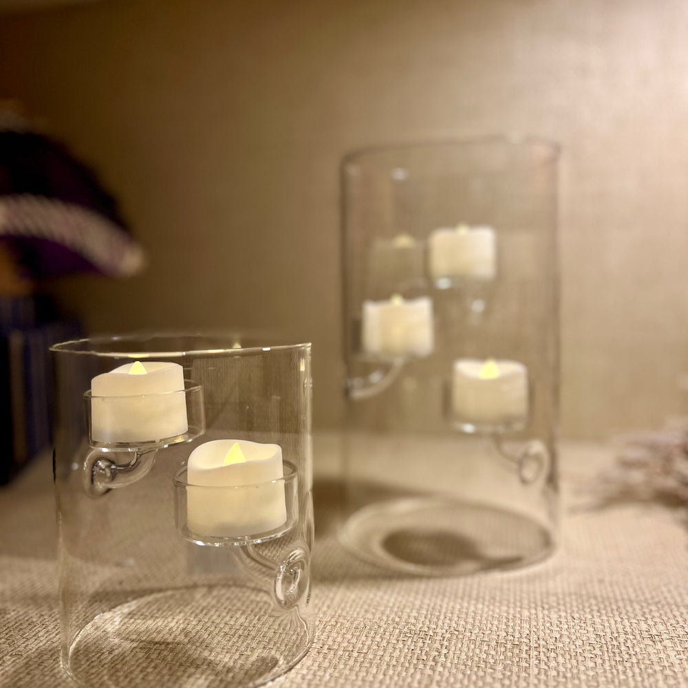Suspended Glass Tealight Holder/Hurricane - 2 Candles