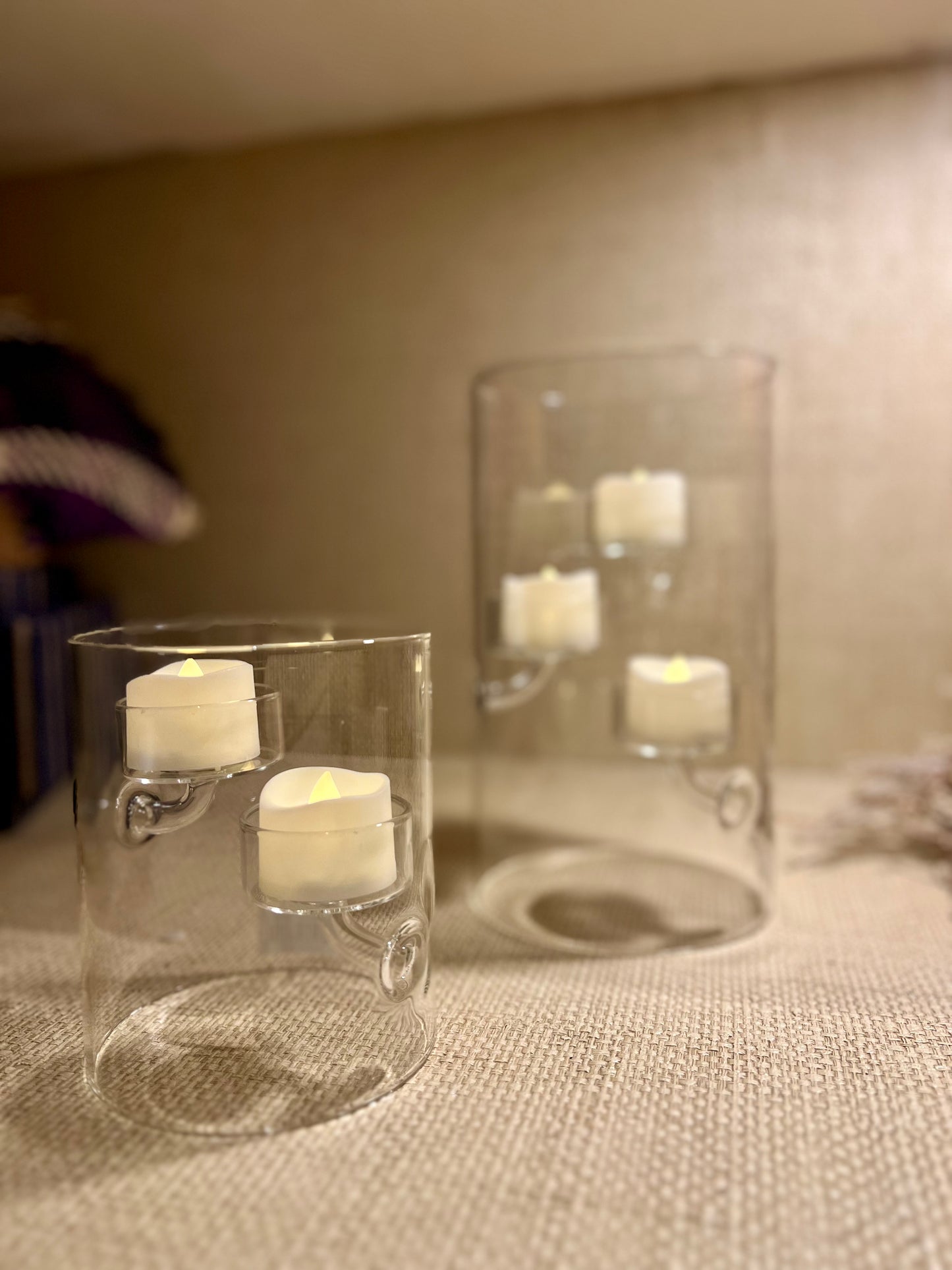 Suspended Glass Tealight Holder/Hurricane - 2 Candles